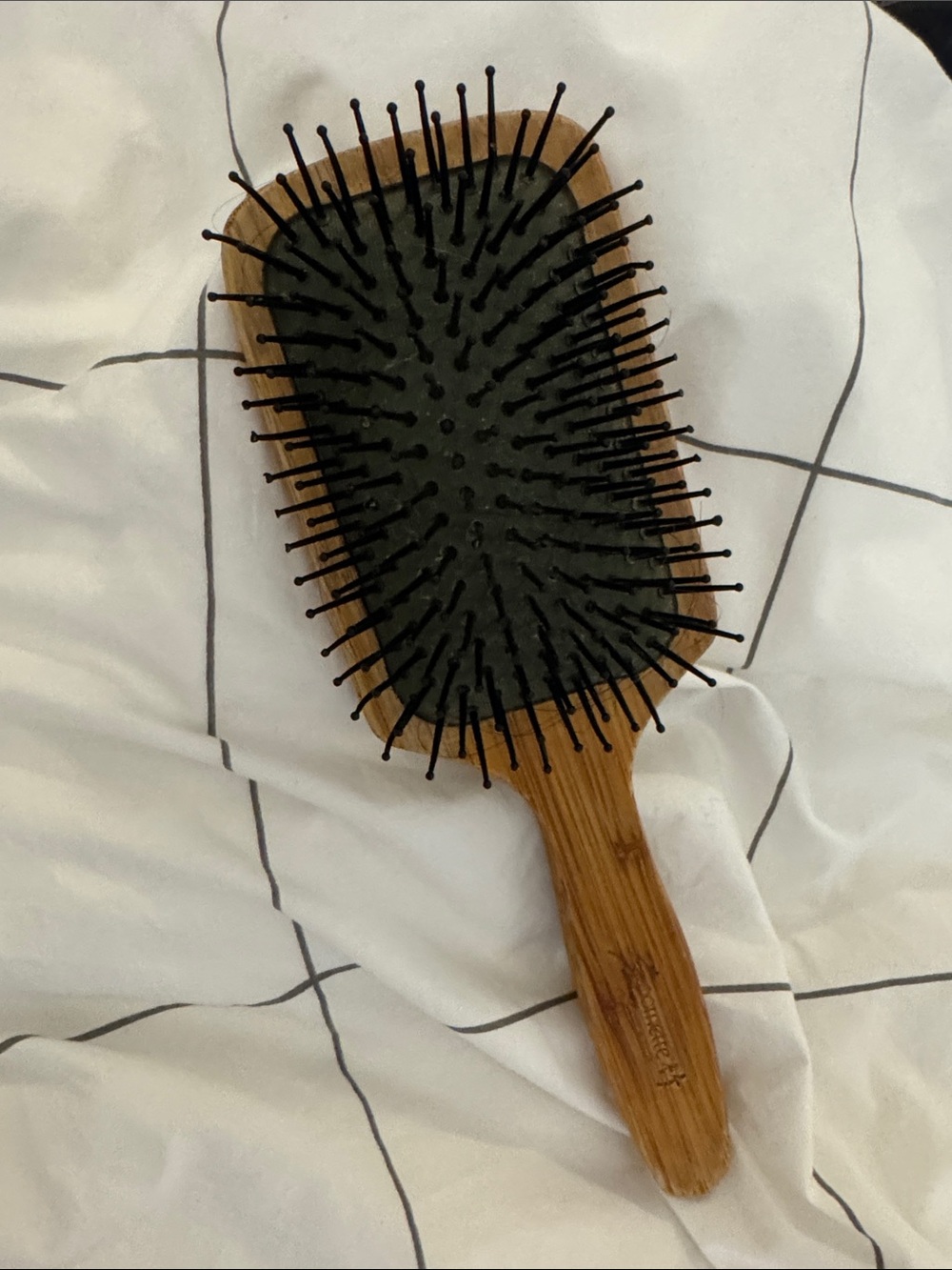 Wood Paddle Hair Brush – Black Bristle Cushion